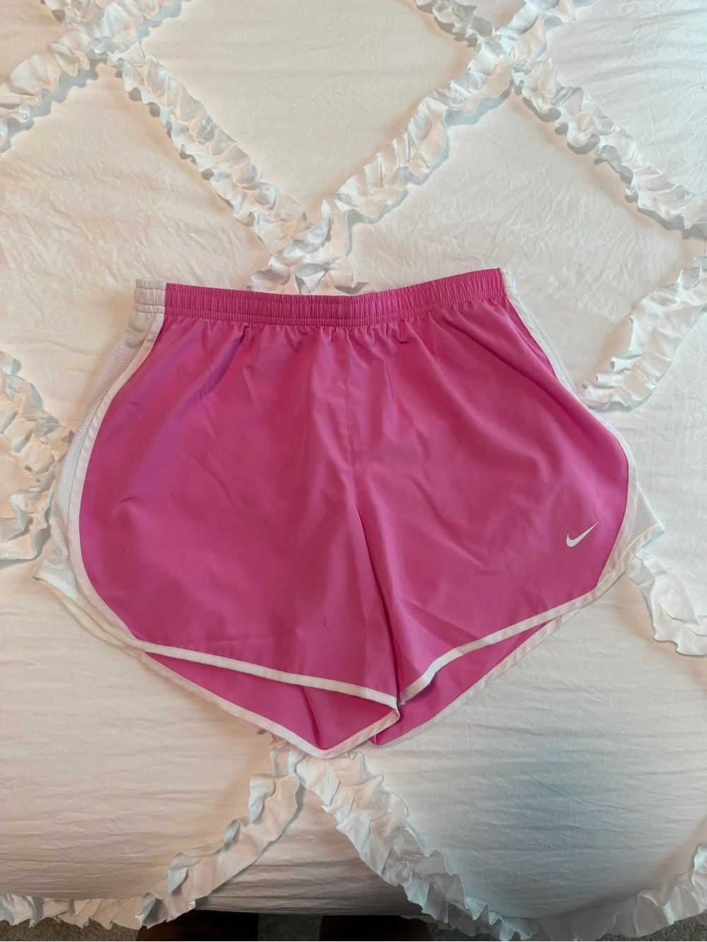 Nike Girls Hot Pink Athletic Shorts with White Trim